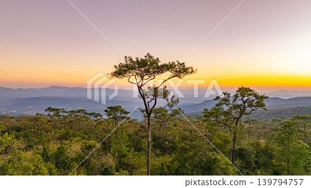 Aerial view of Golden Sky Over Nan Dramatic Ridge Road Aerial view of Golden Sky Over Nan Dramatic Ridge Road 139794757
