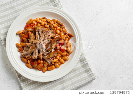Oven Baked Pork meat and Beans Oven Baked Pork meat and Beans 139794975