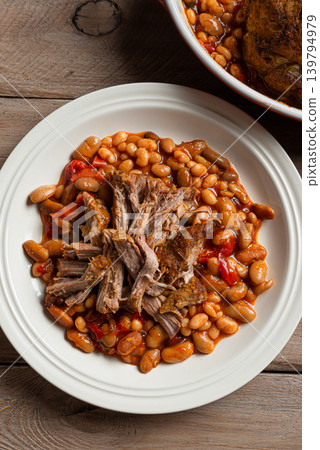 Slow Cooking Pork and Beans 139794979