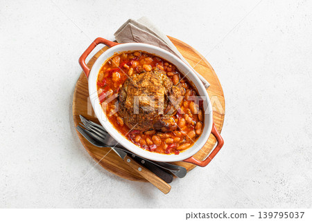 Slow Cooking Pork meat and Beans, Hearty meal Slow Cooking Pork meat and Beans, Hearty meal 139795037