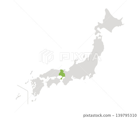 一張簡單的日本地圖，其中只有兵庫縣是綠色的。 139795310