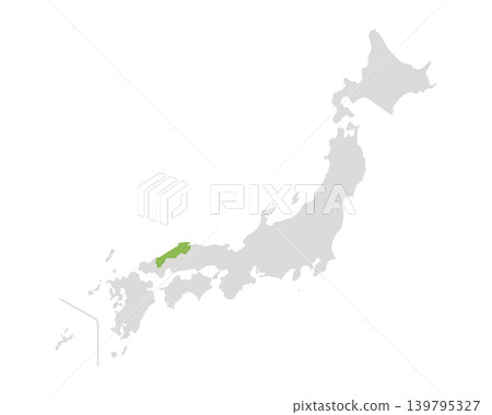 一張簡單的日本地圖,地圖上只有島根縣是綠色的。 一張簡單的日本地圖,地圖上只有島根縣是綠色的。 139795327