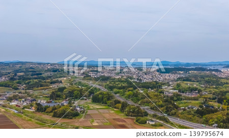 April 30 2026 Shiogama Matsushima coastal landscape with islands and rural countryside 139795674