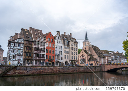 Colorful riverside buildings in the historic center of Strasbourg, France Colorful riverside buildings in the historic center of Strasbourg, France 139795870
