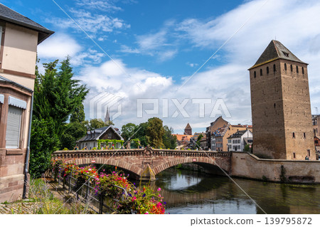 Covered Bridges towers and Ill river in Strasbourg France Covered Bridges towers and Ill river in Strasbourg France 139795872
