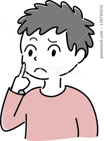 一個簡單的插圖,描繪了一個神情困惑、正在思考的男人(擔憂、質疑、比較、煩惱、人物、向量圖) 一個簡單的插圖,描繪了一個神情困惑、正在思考的男人(擔憂、質疑、比較、煩惱、人物、向量圖) 139795932