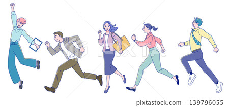 年輕的上班族微笑著跑開了 年輕的上班族微笑著跑開了 139796055