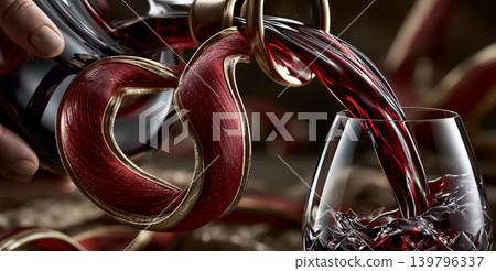 Charming sommelier gracefully serving vibrant red wine during intimate and elegant dining experience Charming sommelier gracefully serving vibrant red wine during intimate and elegant dining experience 139796337