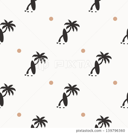 Black and white palm tree seamless pattern Black and white palm tree seamless pattern 139796360