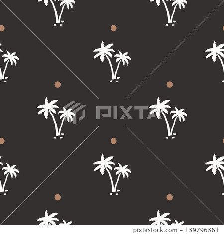 Black and white palm tree seamless pattern Black and white palm tree seamless pattern 139796361