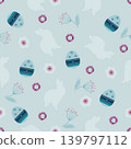 Floral pattern seamless , easter bunny seamless pattern , vector , illustration ,flowers pattern design Seamless flower pattern with colorful little flowers. Simple flat bright flowers background	 139797112