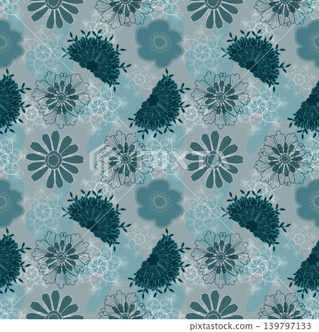 Floral pattern seamless , easter bunny seamless pattern , vector , illustration ,flowers pattern design Seamless flower pattern with colorful little flowers. Simple flat bright flowers background	 139797133