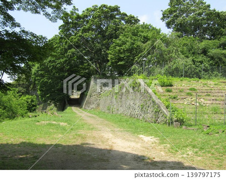 The stone walls of Oka Castle Ruins, a nationally designated historical site and one of Japan's 100 Famous Castles, located in Taketa City, Oita Prefecture, known for Rentaro Taki's song "Kojo no Tsuki" (The Moon over the Ruined Castle). The stone walls of Oka Castle Ruins, a nationally designated historical site and one of Japan's 100 Famous Castles, located in Taketa City, Oita Prefecture, known for Rentaro Taki's song "Kojo no Tsuki" (The Moon over the Ruined Castle). 139797175