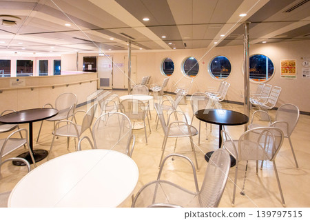 Lounge space inside a large ferry 139797515