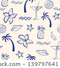 Amalfi Coast Summer Seamless Pattern with doodle elements 139797641