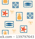 summer seamless pattern with amalfi design postal stamps 139797643