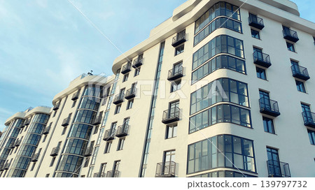 Architecture and real estate, modern residential apartment building with panoramic windows 139797732