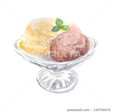 一球冰淇淋的水彩插圖 139798079