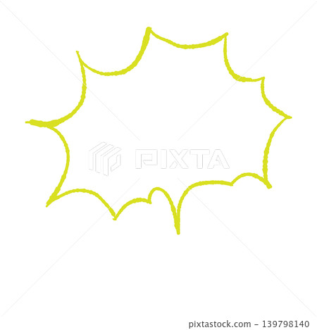 Speech bubble only, light green line art, hand-drawn style, transparent background, jagged shouting (front view, bottom view), transparent background illustration. Speech bubble only, light green line art, hand-drawn style, transparent background, jagged shouting (front view, bottom view), transparent background illustration. 139798140