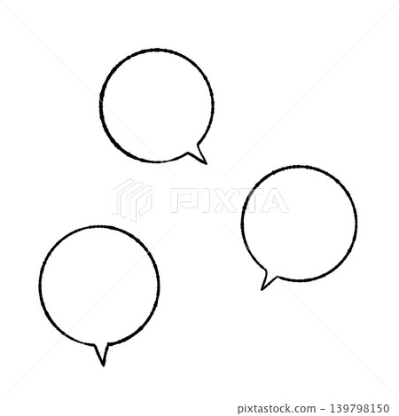 Speech bubble set, black line art, hand-drawn style, transparent background illustration, round shape, transparent background illustration Speech bubble set, black line art, hand-drawn style, transparent background illustration, round shape, transparent background illustration 139798150