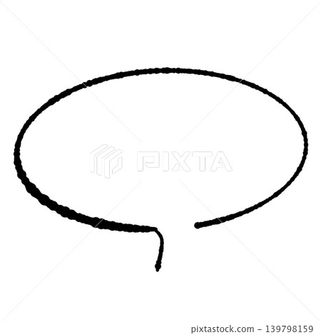 Speech bubble only, black line drawing, hand-drawn style, transparent oval background (front and bottom), transparent background illustration. Speech bubble only, black line drawing, hand-drawn style, transparent oval background (front and bottom), transparent background illustration. 139798159
