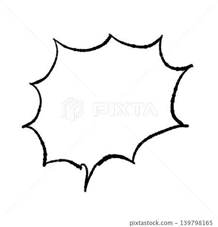 Speech bubble, black line art, hand-drawn style, transparent background, jagged shouting (bottom left), transparent background illustration 139798165