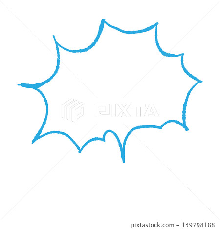 Speech bubble only, blue line art, hand-drawn style, transparent background, jagged shouting (front view, bottom view), transparent background illustration. Speech bubble only, blue line art, hand-drawn style, transparent background, jagged shouting (front view, bottom view), transparent background illustration. 139798188
