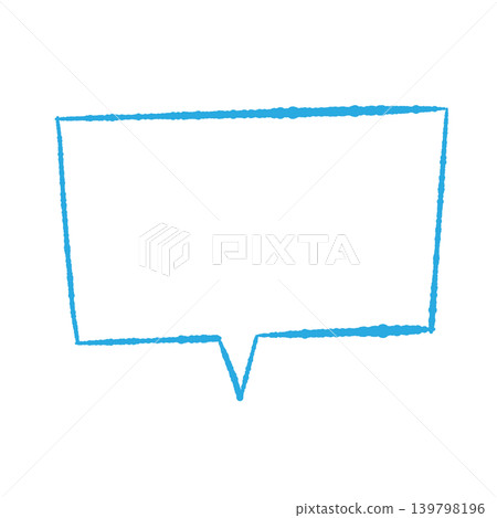 Speech bubble only, blue line art, hand-drawn style, transparent background rectangle (front and bottom), transparent background illustration. Speech bubble only, blue line art, hand-drawn style, transparent background rectangle (front and bottom), transparent background illustration. 139798196