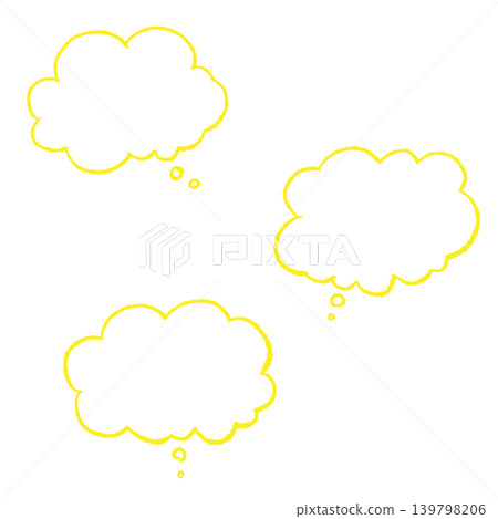 Speech bubble set, yellow line art, hand-drawn style, transparent background illustration, "Thinking" illustration, transparent background illustration Speech bubble set, yellow line art, hand-drawn style, transparent background illustration, "Thinking" illustration, transparent background illustration 139798206