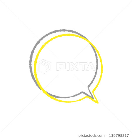 Speech bubble only, yellow line art, gray shadow, circular shape, transparent background (bottom right), transparent background illustration. 139798217