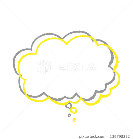 Speech bubble only, yellow line art, gray shadow, hand-drawn style, transparent background, "Thinking" (front view, bottom). Speech bubble only, yellow line art, gray shadow, hand-drawn style, transparent background, "Thinking" (front view, bottom). 139798222