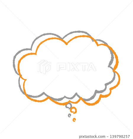 Speech bubble only, orange line art, gray shadow, hand-drawn style, transparent background, "Thinking" (front view, bottom). Speech bubble only, orange line art, gray shadow, hand-drawn style, transparent background, "Thinking" (front view, bottom). 139798257