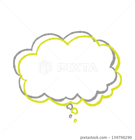 Speech bubble only, light green line art, gray shadow, hand-drawn style, transparent background, "Mokumoku Thinking" (front view, bottom). Speech bubble only, light green line art, gray shadow, hand-drawn style, transparent background, "Mokumoku Thinking" (front view, bottom). 139798290