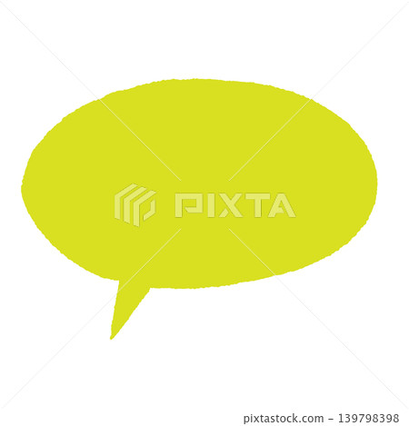 Speech bubble only, solid yellow-green color, silhouette, hand-drawn style, transparent background, oval shape (bottom left), illustration. Speech bubble only, solid yellow-green color, silhouette, hand-drawn style, transparent background, oval shape (bottom left), illustration. 139798398