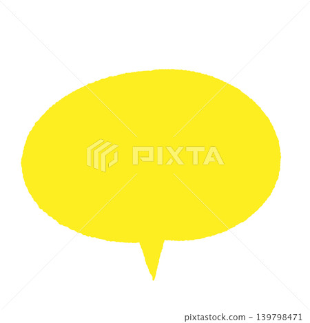 Speech bubble, solid yellow, silhouette, hand-drawn style, transparent background, oval shape (front view, bottom view), illustration. 139798471
