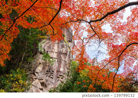 Gokei Gorge: The Sculpture of the Heavenly Pillar Seen Through the Autumn Leaves (Part 2), Soja City, Okayama Prefecture Gokei Gorge: The Sculpture of the Heavenly Pillar Seen Through the Autumn Leaves (Part 2), Soja City, Okayama Prefecture 139799132