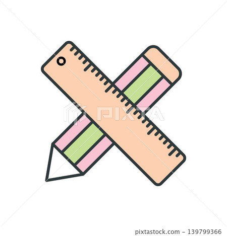 Ruler and pencil icon vector design templates isolated on white background Ruler and pencil icon vector design templates isolated on white background 139799366