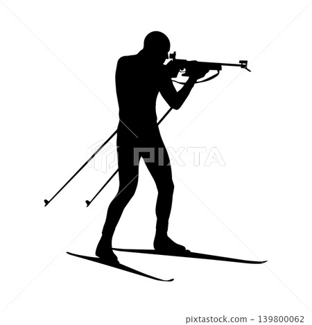 男性冬季兩項運動員的剪影,Alpha通道 男性冬季兩項運動員的剪影,Alpha通道 139800062