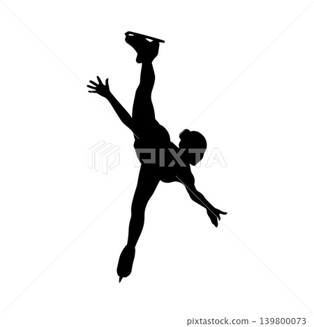Silhouette of a female figure skater's steps, alpha channel Silhouette of a female figure skater's steps, alpha channel 139800073