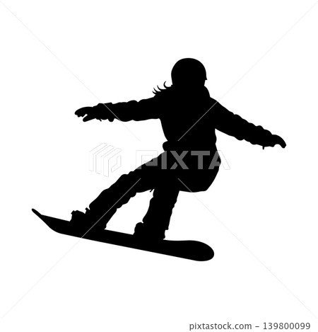 Snowboarder's turn silhouette, alpha channel 139800099