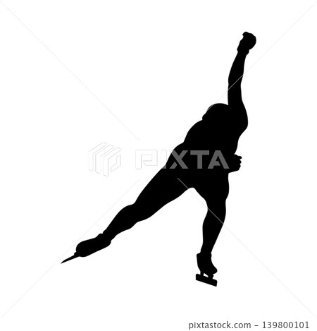 Front silhouette of a speed skater, alpha channel Front silhouette of a speed skater, alpha channel 139800101
