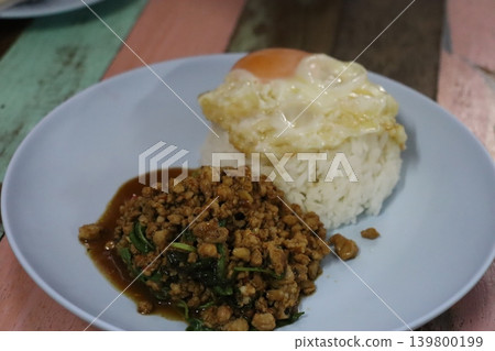 Rice Plate with Fried Egg and Minced Meat Dish 139800199
