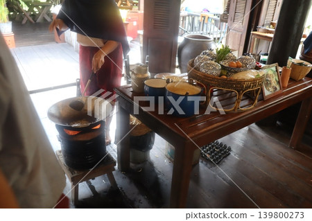 Traditional Wok Cooking in Open Kitchen Traditional Wok Cooking in Open Kitchen 139800273