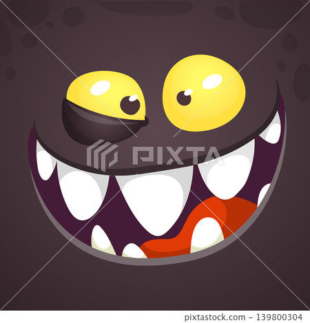 Cute Cartoon Monster Face Illustration. Funny Character Design Isolated. Great for Halloween party decoration or package design Cute Cartoon Monster Face Illustration. Funny Character Design Isolated. Great for Halloween party decoration or package design 139800304
