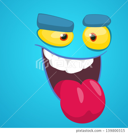 Cute Cartoon Monster Face Illustration. Funny Character Design Isolated. Great for Halloween party decoration or package design Cute Cartoon Monster Face Illustration. Funny Character Design Isolated. Great for Halloween party decoration or package design 139800315