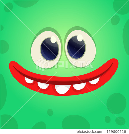Cute Cartoon Monster Face Illustration. Funny Character Design Isolated. Great for Halloween party decoration or package design 139800316