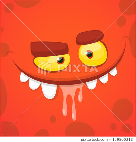 Cute Cartoon Monster Face Illustration. Funny Character Design Isolated. Great for Halloween party decoration or package design Cute Cartoon Monster Face Illustration. Funny Character Design Isolated. Great for Halloween party decoration or package design 139800318