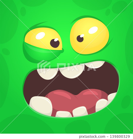 Cute Cartoon Monster Face Illustration. Funny Character Design Isolated. Great for Halloween party decoration or package design 139800329