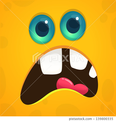 Cute Cartoon Monster Face Illustration. Funny Character Design Isolated. Great for Halloween party decoration or package design Cute Cartoon Monster Face Illustration. Funny Character Design Isolated. Great for Halloween party decoration or package design 139800335