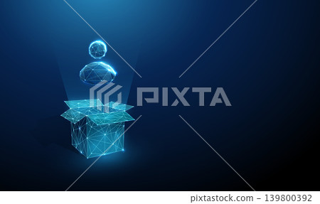 3d avatar icon above open box AI assistant deployment, virtual agent delivery, digital profile creation, chatbot platform setup, user onboarding, account activation concept 139800392